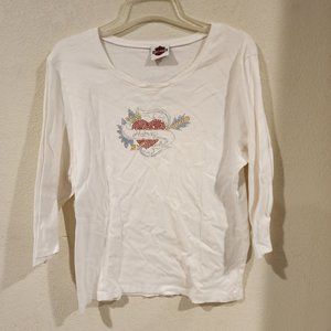 Authentic Harley Davidson Cream 3/4" sleeve T-Shirt - Victorville California XL